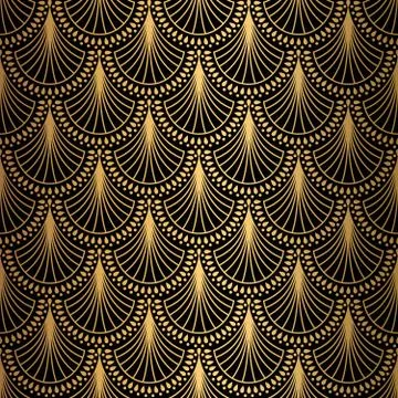 Art Deco Pattern. Seamless black and gold background. Illustrazione stock