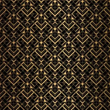 Art Deco Pattern. Seamless black and gold background. Stock Illustration
