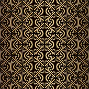 Art Deco Pattern. Seamless black and gold background. Illustrazione stock