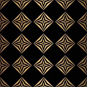 Art Deco Pattern. Seamless black and gold background. Stock Illustration