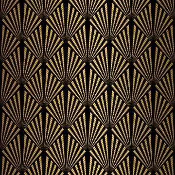 Art Deco Pattern. Seamless black and gold background. Stock Illustration