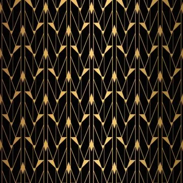 Art Deco Pattern. Seamless black and gold background. Stock Illustration