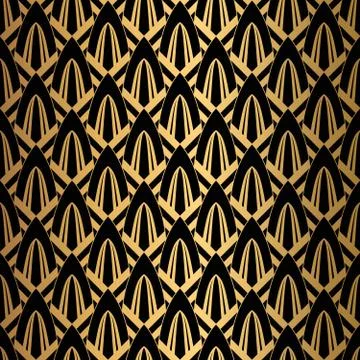 Art Deco Pattern. Seamless black and gold background. Illustrazione stock