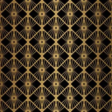 Art Deco Pattern. Seamless black and gold background. Illustrazione stock