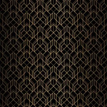 Art Deco Pattern. Seamless black and gold background. Stock Illustration