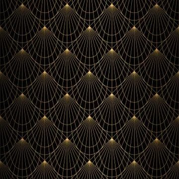 Art Deco Pattern. Seamless black and gold background. Stock Illustration