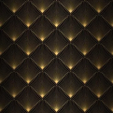 Art Deco Pattern. Seamless black and gold background. Stock Illustration