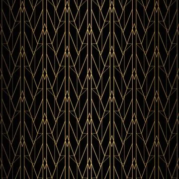 Art Deco Pattern. Seamless black and gold background. Stock Illustration