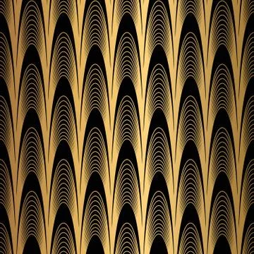 Art Deco Pattern. Seamless black and gold background. Stock Illustration