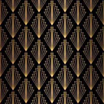 Art Deco Pattern. Seamless black and gold background. 스톡 일러스트