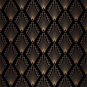 Art Deco Pattern. Seamless black and gold background. Stock Illustration