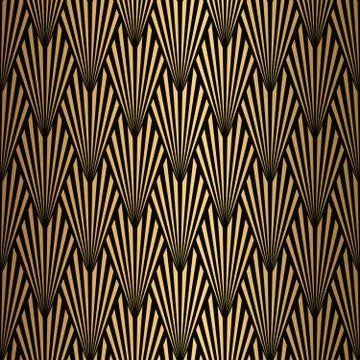 Art Deco Pattern. Seamless black and gold background Illustrazione stock