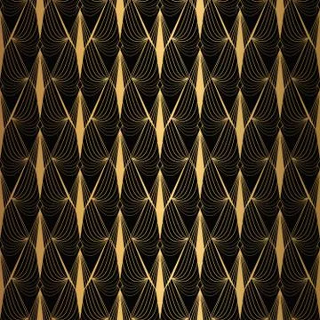 Art Deco Pattern. Seamless black and gold background Stock Illustration