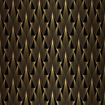 Art Deco Pattern. Seamless black and gold background Stock Illustration