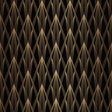 Art Deco Pattern. Seamless black and gold background Stock Illustration