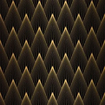 Art Deco Pattern. Seamless black and gold background Stock Illustration