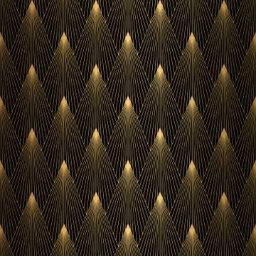 Art Deco Pattern. Seamless black and gold background Stock Illustration