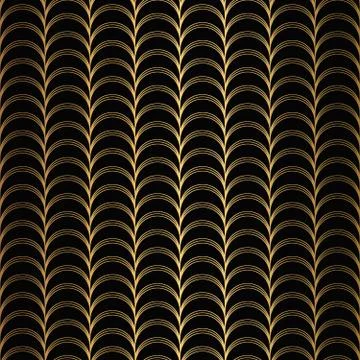 Art Deco Pattern. Seamless black and gold background Illustrazione stock