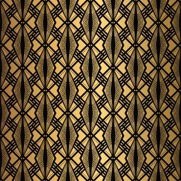 Art Deco Pattern. Seamless black and gold background Illustrazione stock