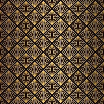 Art Deco Pattern. Seamless black and gold background Stock Illustration
