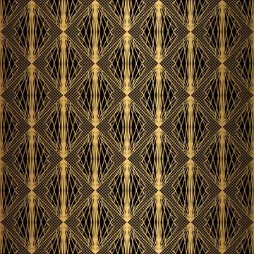 Art Deco Pattern. Seamless black and gold background Illustrazione stock