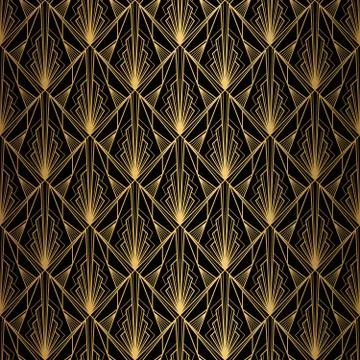 Art Deco Pattern. Seamless black and gold background Stock Illustration