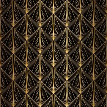 Art Deco Pattern. Seamless black and gold background Illustrazione stock