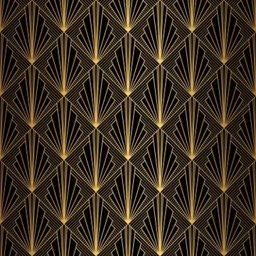 Art Deco Pattern. Seamless black and gold background Stock Illustration
