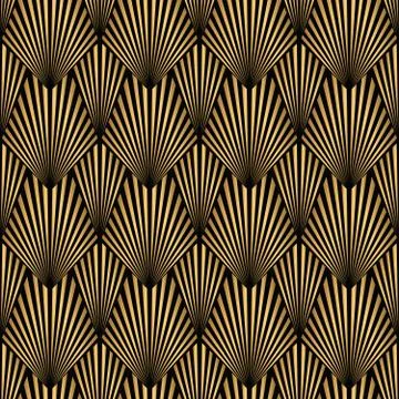 Art Deco Pattern. Seamless black and gold background Illustrazione stock