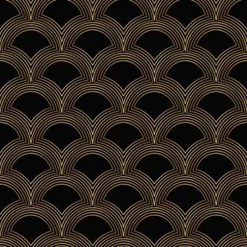 Art Deco Pattern. Seamless black and gold background Stock Illustration