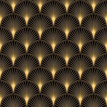 Art Deco Pattern. Seamless black and gold background Stock Illustration