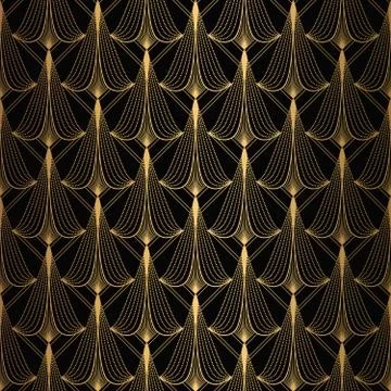 Art Deco Pattern. Seamless black and gold background Stock Illustration
