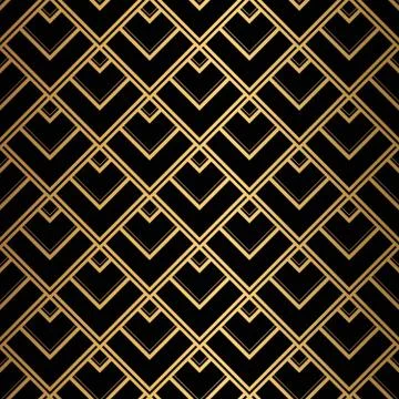 Art Deco Pattern. Seamless black and gold background Stock Illustration