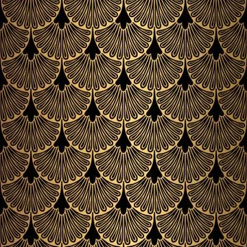 Art Deco Pattern. Seamless black and gold background 스톡 일러스트