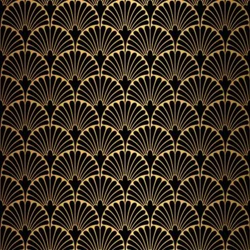 Art Deco Pattern. Seamless black and gold background Stock Illustration