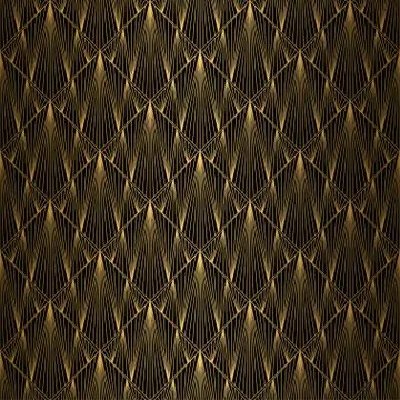 Art Deco Pattern. Seamless Gold and black background. Geometric design Stock Illustration