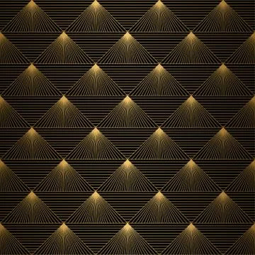 Art Deco Pattern. Seamless Gold and black background. Geometric design Stock Illustration