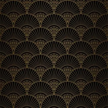 Art Deco Pattern. Seamless Gold and black background. Geometric design Stock Illustration