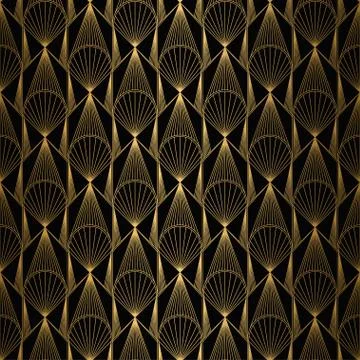 Art Deco Pattern. Seamless Gold and black background. Geometric design Stock Illustration