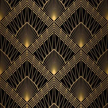 Art Deco Pattern. Seamless Gold and black background. Geometric design Stock Illustration