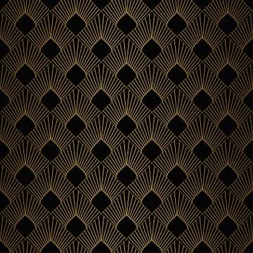 Art Deco Pattern. Seamless Gold and black background. Geometric design Stock Illustration