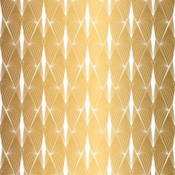 Art Deco Pattern. Seamless white and gold background Stock Illustration