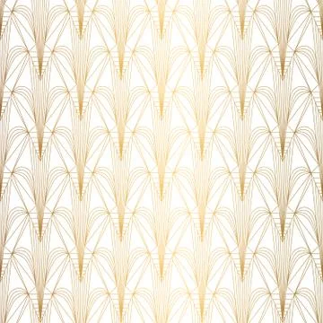 Art Deco Pattern. Seamless white and gold background Stock Illustration