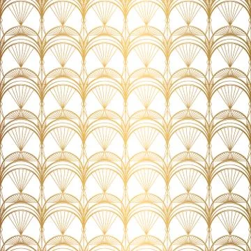 Art Deco Pattern. Seamless white and gold background Stock Illustration