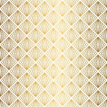 Art Deco Pattern. Seamless white and gold background Stock Illustration