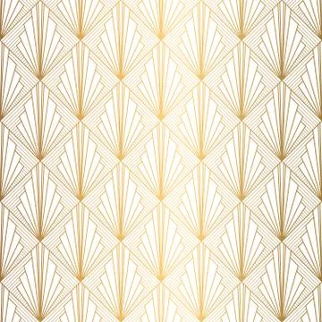 Art Deco Pattern. Seamless white and gold background Stock Illustration