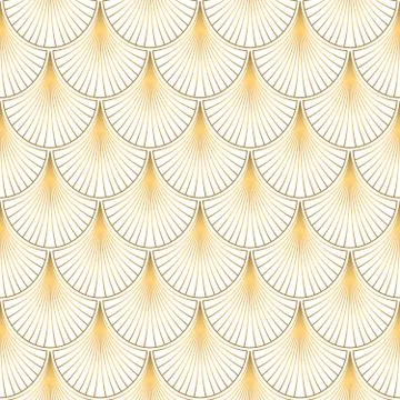 Art Deco Pattern. Seamless white and gold background Stock Illustration