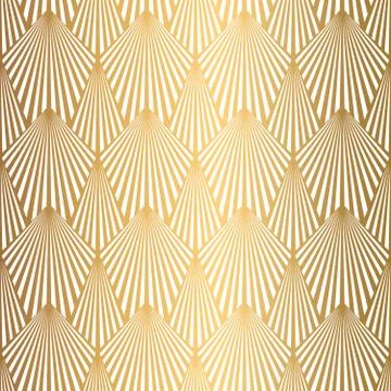 Art Deco Pattern. Seamless white and gold background Stock Illustration