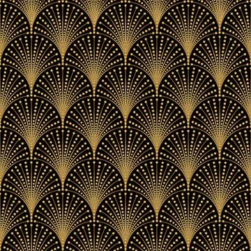 Art Deco Pattern. Seamless white and gold background Stock Illustration