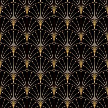 Art Deco Pattern. Seamless white and gold background Stock Illustration